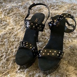 Black and silver Stiletto heels